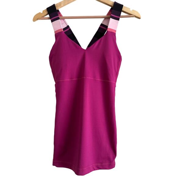 Lululemon Tops - Lululemon Cross-Back Strappy Tank Top - Stripe Size 10 - Women's